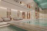 Indulge in luxury with this stunning indoor swimming pool and spa.