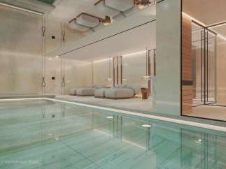 Indulge in luxury with this stunning indoor swimming pool and spa.