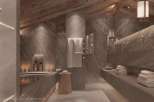 Luxurious VIP bathroom with stunning marble finishes and wooden accents.