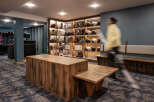 This stunning ski resort features a modern ski and boot storage area with ample space for guests to store their equipment.