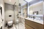 Step into luxury with this modern bathroom design.