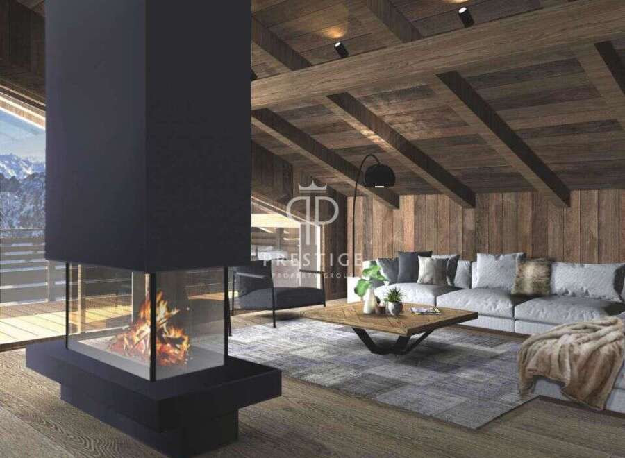 Experience luxury living in this stunning property, featuring a modern fireplace that adds warmth and ambiance.