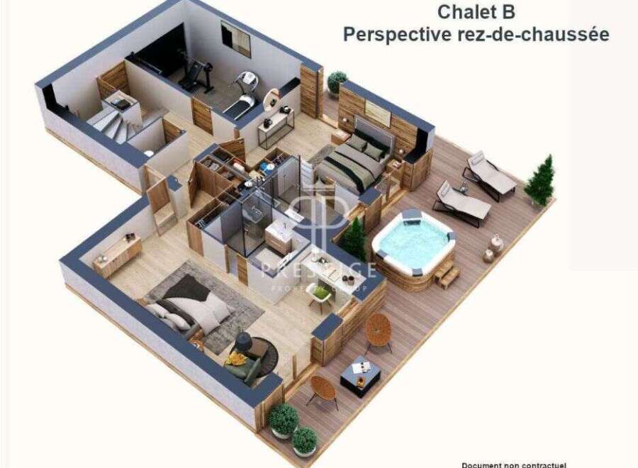 Discover the epitome of luxury living in this stunning chalet, featuring a meticulously designed floor plan.