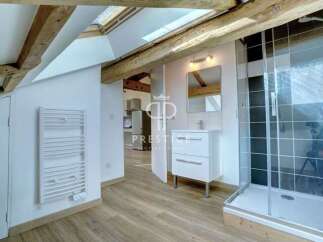 Discover this stunning property featuring a modern bathroom with a sleek shower and vanity.