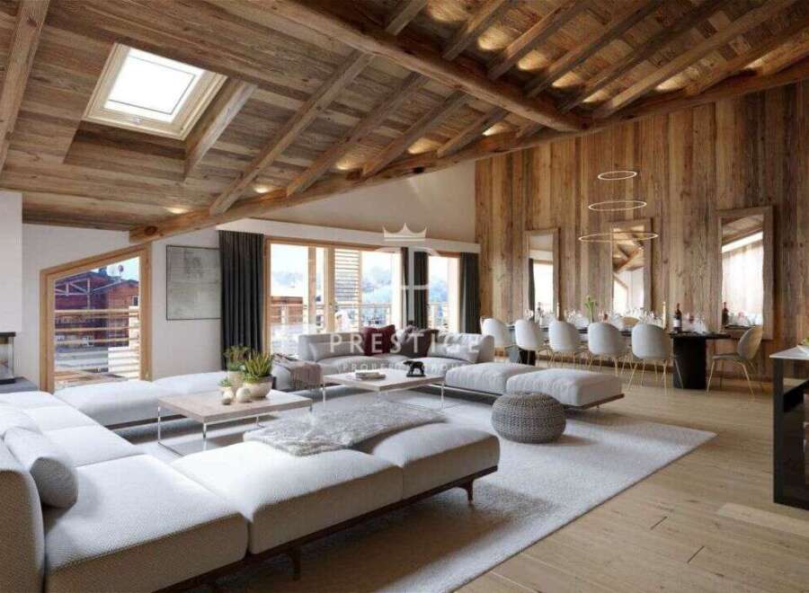 Experience luxury living in this stunning property, featuring a spacious open-plan design with a cozy fireplace.