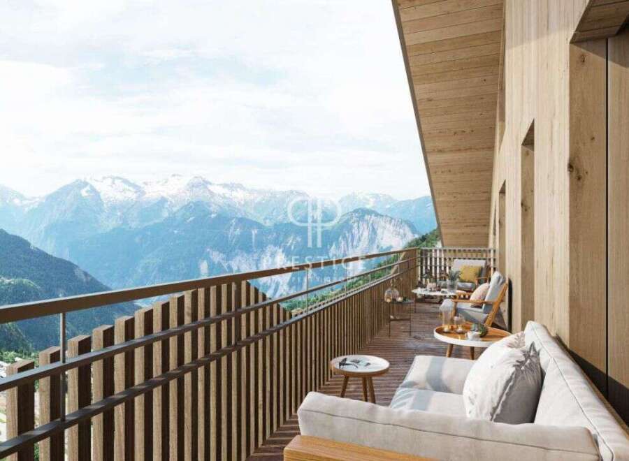 Experience breathtaking mountain views from this luxurious balcony.