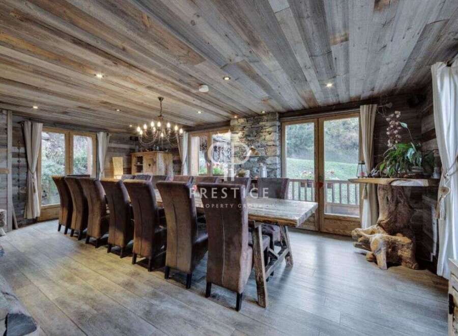 Experience rustic elegance in this stunning dining room.