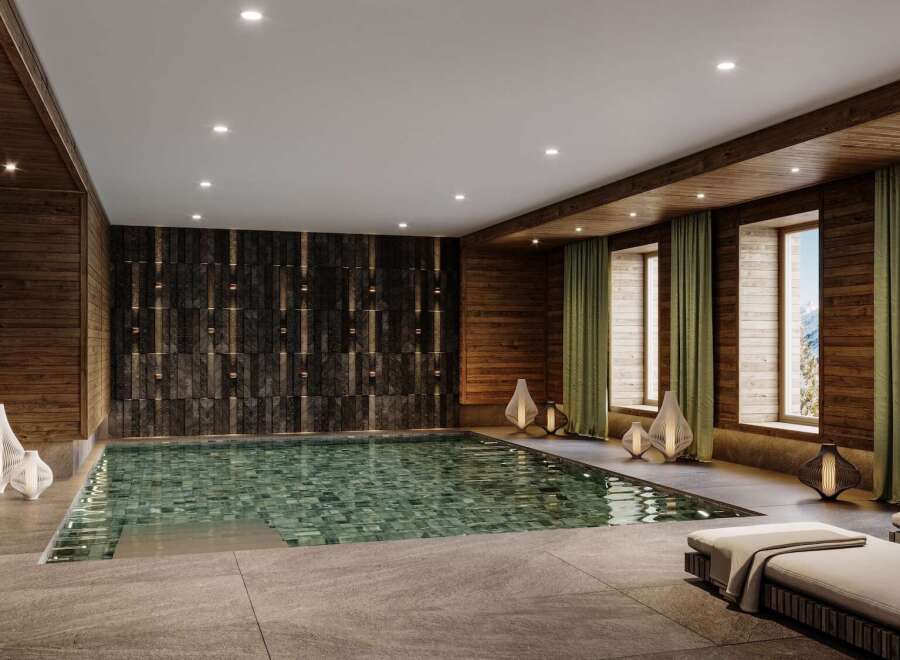 Indulge in the ultimate relaxation experience in this luxurious indoor pool and spa.