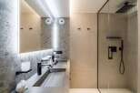 Modern bathroom design featuring a sleek, minimalist aesthetic.