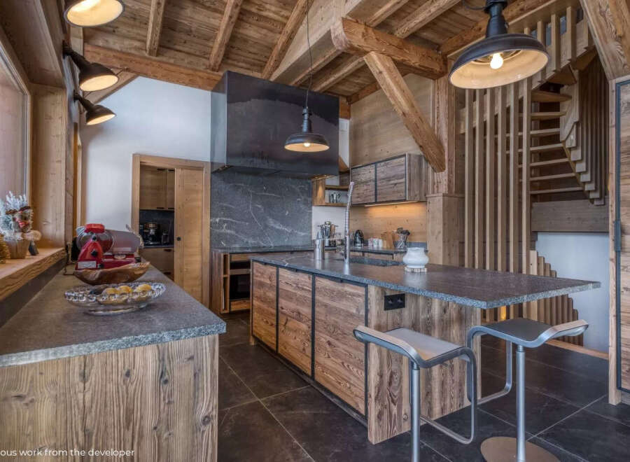 Experience rustic elegance in this stunning kitchen.