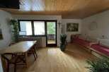 Discover a cozy living space with a warm wooden ceiling and flooring.