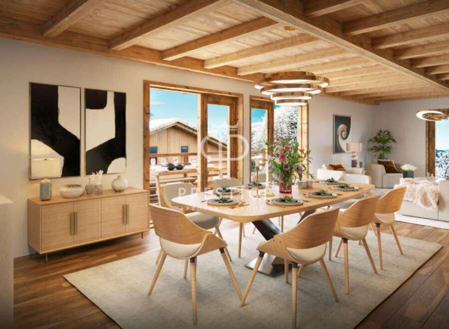 Experience luxury living in this stunning chalet, featuring a cozy fireplace and breathtaking mountain views.