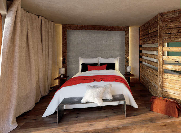 Experience rustic elegance in this cozy bedroom.