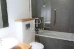 Modern bathroom with sleek design.