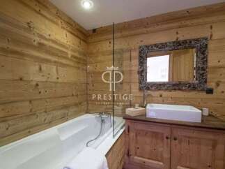 Experience rustic elegance in this stunning bathroom.