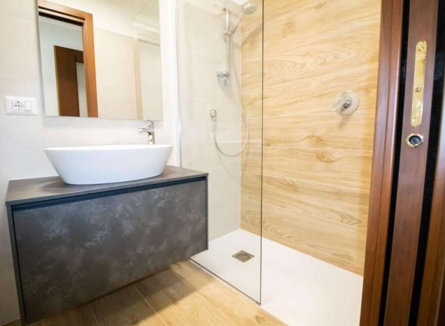 Step into a modern bathroom oasis.