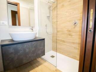 Step into a modern bathroom oasis.