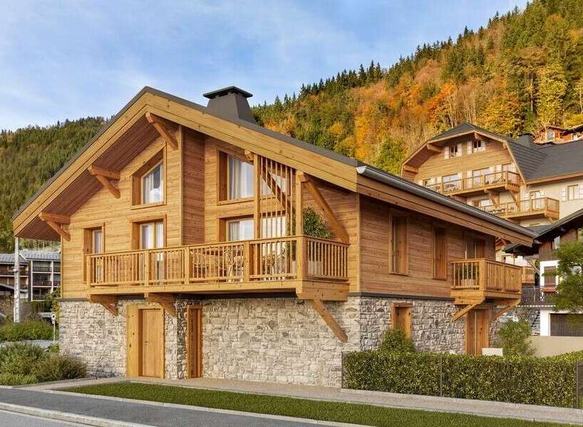 Discover the charm of this stunning wooden chalet, perfectly nestled in a picturesque mountain setting.