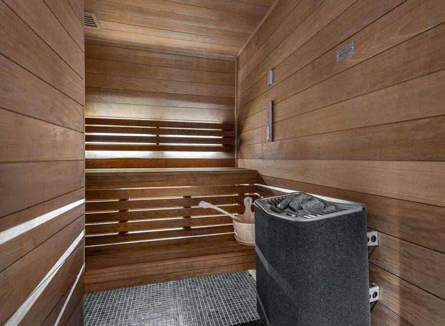 Step into relaxation in this stunning sauna.