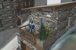 Discover the charm of this stone-clad property, featuring a balcony with a stunning view.