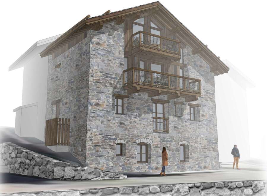 This stunning stone house boasts a charming rustic design, perfect for a cozy retreat.