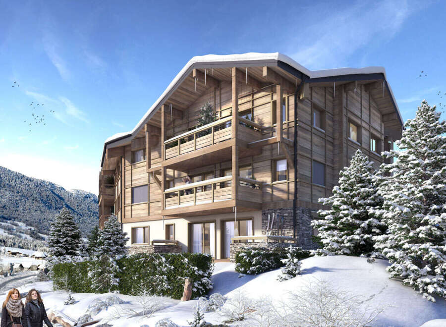 Experience the charm of this stunning wooden chalet nestled in a winter wonderland.
