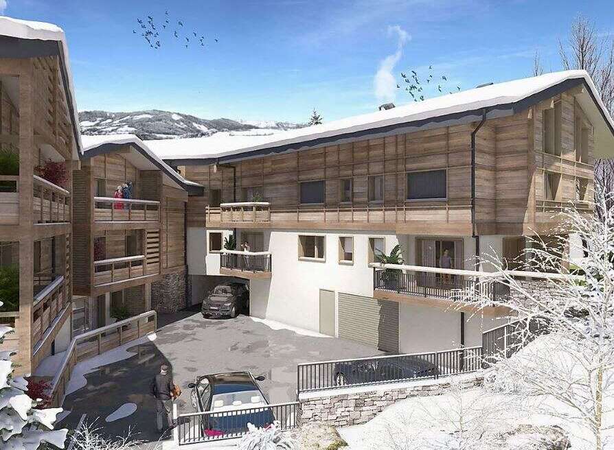Discover your dream alpine retreat! This stunning property boasts a modern design with a cozy, wooden exterior.