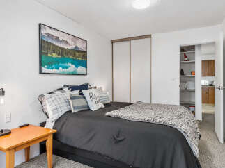 Cozy bedroom with a modern touch.