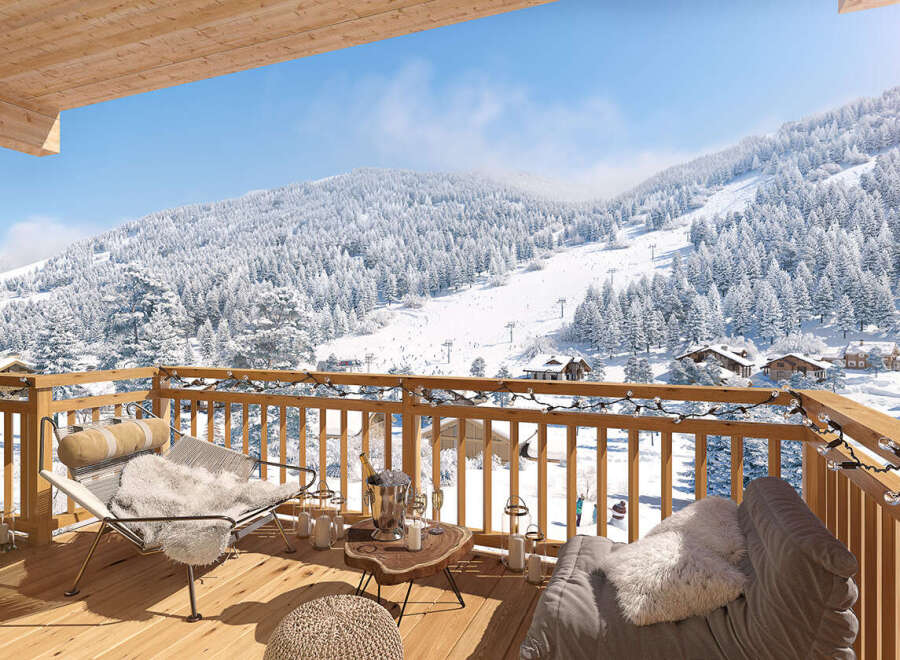 Enjoy breathtaking mountain views from this luxurious ski chalet.
