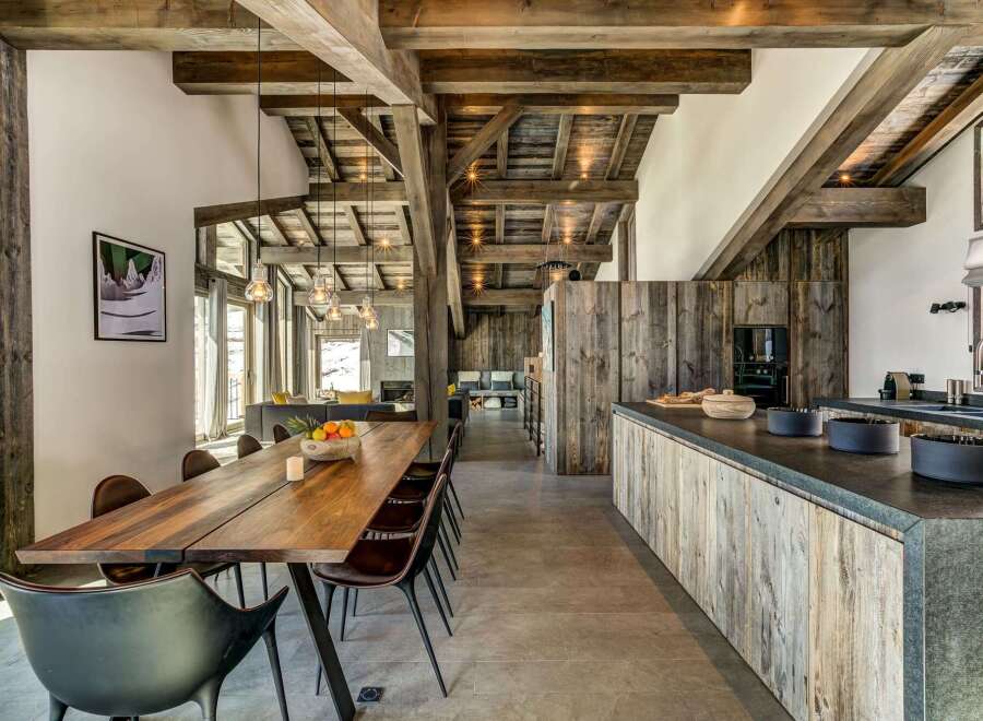 Experience rustic elegance in this stunning property, featuring exposed wooden beams and a beautifully designed interior.