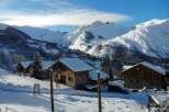 Experience the ultimate winter getaway in this stunning chalet nestled amidst snow-capped mountains.