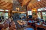 Experience rustic luxury in this stunning log cabin retreat.