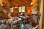 Step into rustic elegance with this stunning log cabin interior.