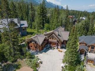 Nestled amidst a lush forest, this stunning log cabin offers a serene escape.
