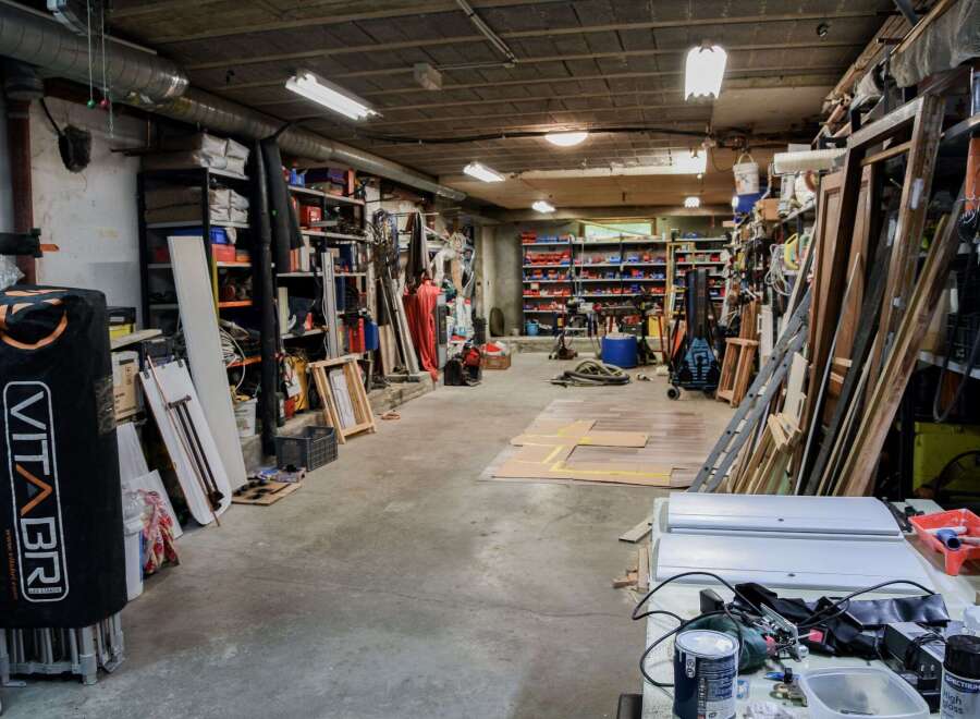Explore this spacious storage area, perfect for organizing tools and equipment.