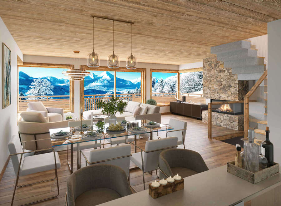 Experience luxury living in this stunning chalet with breathtaking mountain views.