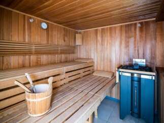Step into relaxation in this beautiful sauna.