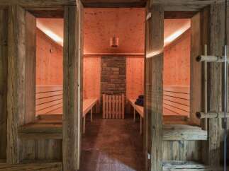 Experience ultimate relaxation in this luxurious sauna.