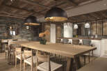 Experience rustic elegance in this stunning dining room.