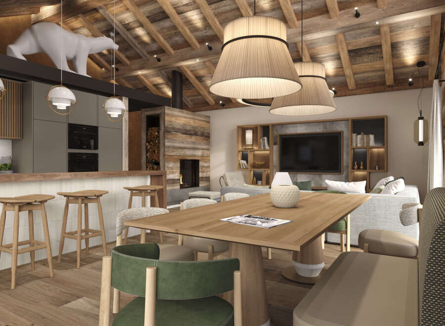 Experience the epitome of rustic luxury in this stunning living space.