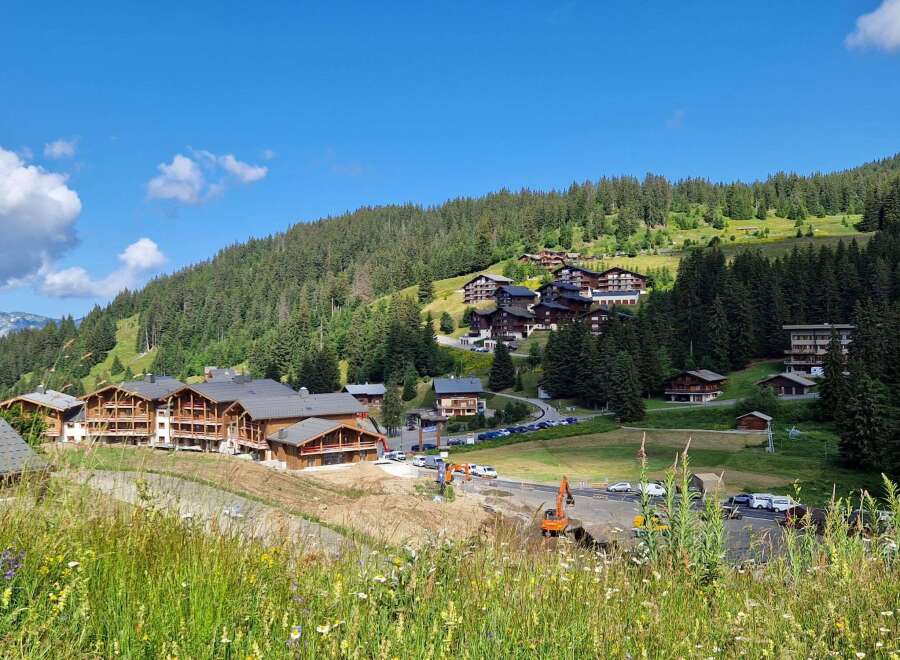 Discover the charm of mountain living in this picturesque village nestled amidst lush greenery.