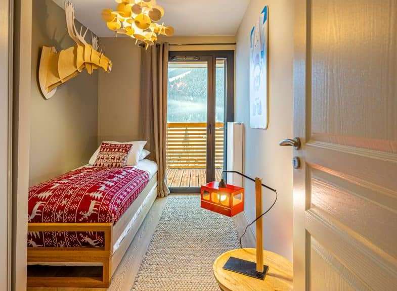 Cozy bedroom with a unique design.