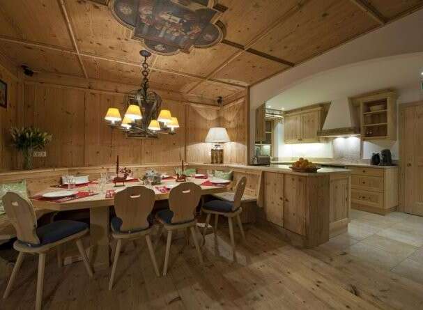 Experience rustic charm in this beautifully designed dining area, featuring warm wooden accents and a cozy atmosphere.