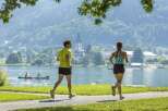 Enjoy a scenic run along the lake with stunning mountain views.