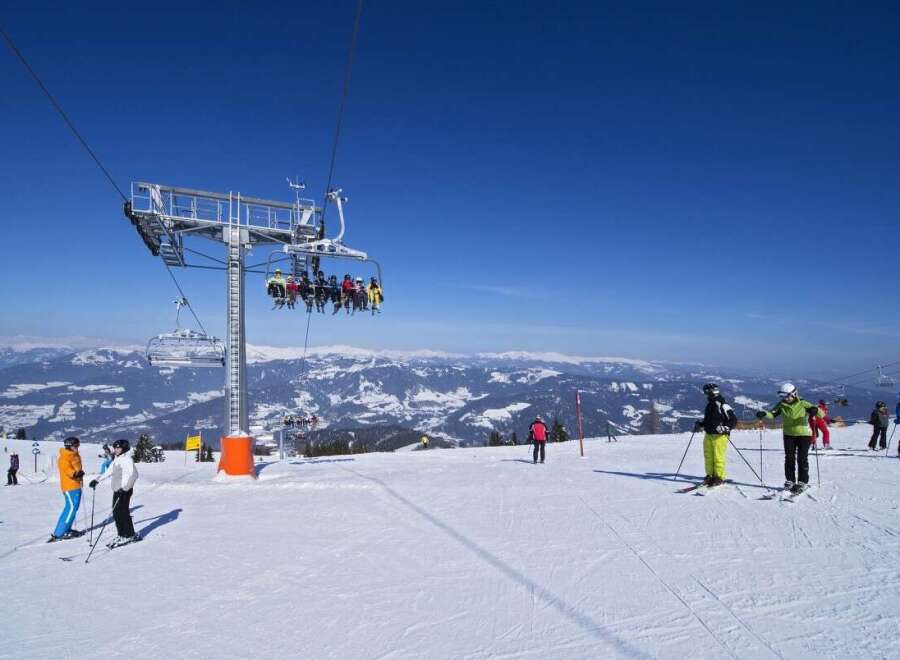 Enjoy a scenic ski day with stunning mountain views.