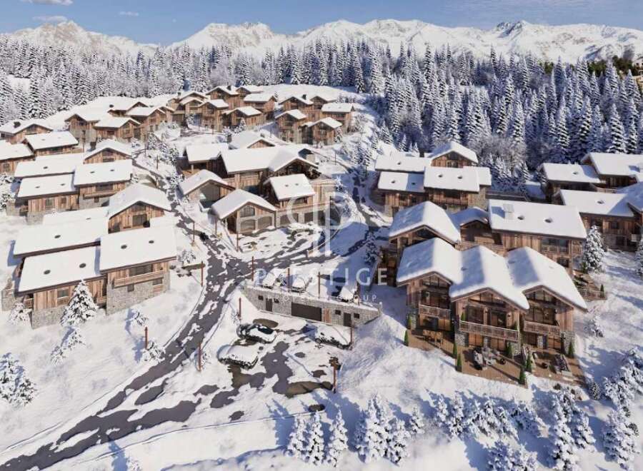 Discover the epitome of alpine luxury in this stunning chalet village nestled amidst snow-capped mountains.