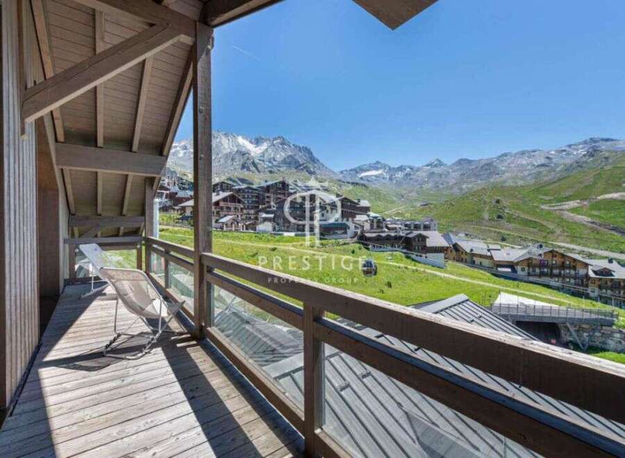 Enjoy breathtaking mountain views from this stunning balcony.