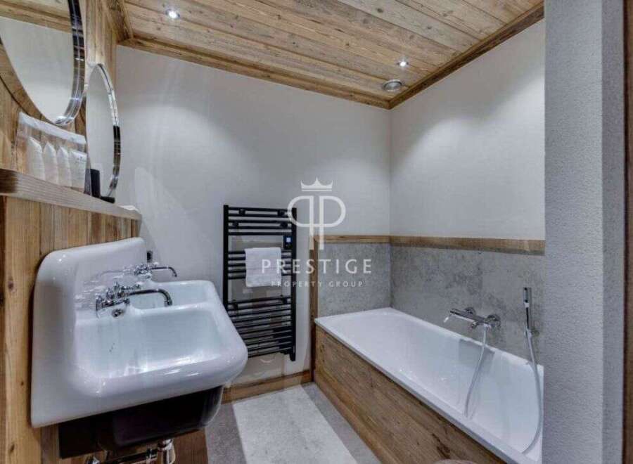 Discover a luxurious bathroom with a rustic charm.