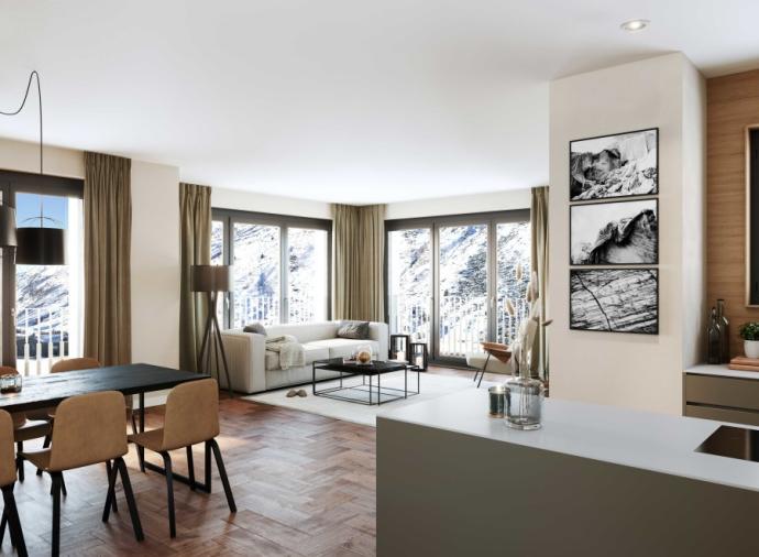 The Enzian Alpine Apartments comprise a total of 12 individual apartments in the style of modern Alpine villas.