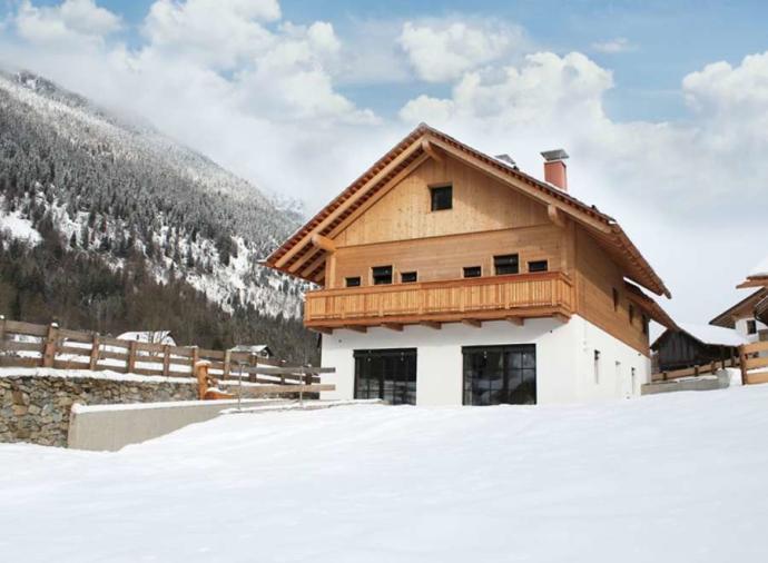 Exterior of a ski property in Cortina d'Ampezzo, Italy. 